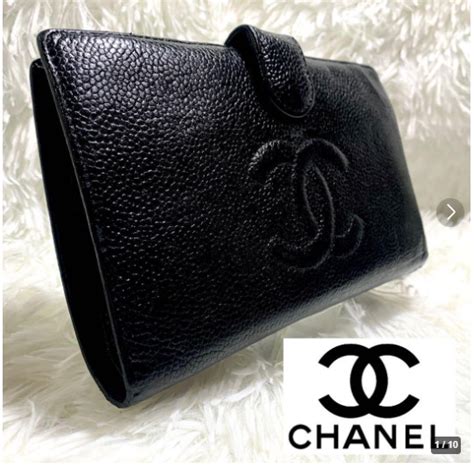 chanel wallet caviar skin|Authentic CHANEL Caviar Skin CC Logo Bifold Long Wallet .